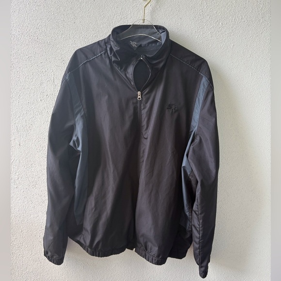Starter Windbreaker XL Black with Green Trim Zip Closure Front Pockets Athletic - Picture 1 of 12